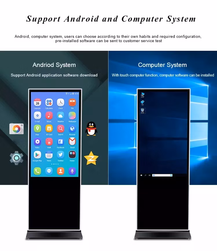 High Definition Floor Stand LCD Display Kiosk Outdoor Digital Signage for Street and Park