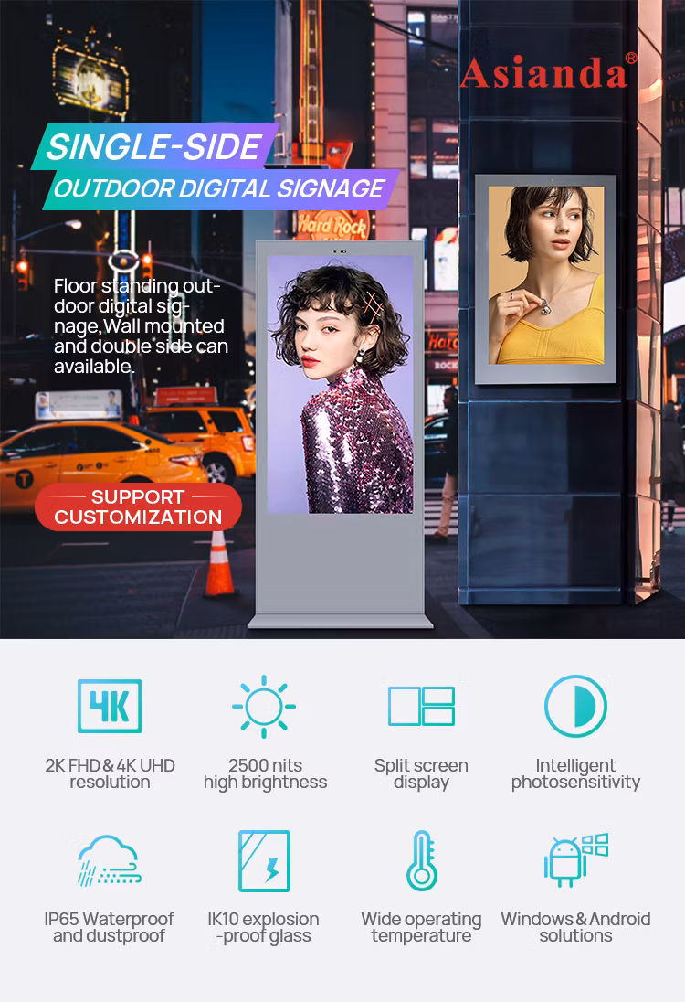 Two Side Street Light Pole Screen Outdoor Waterproof Video Player Kiosk Digital Signage LCD Display Advertising Screen