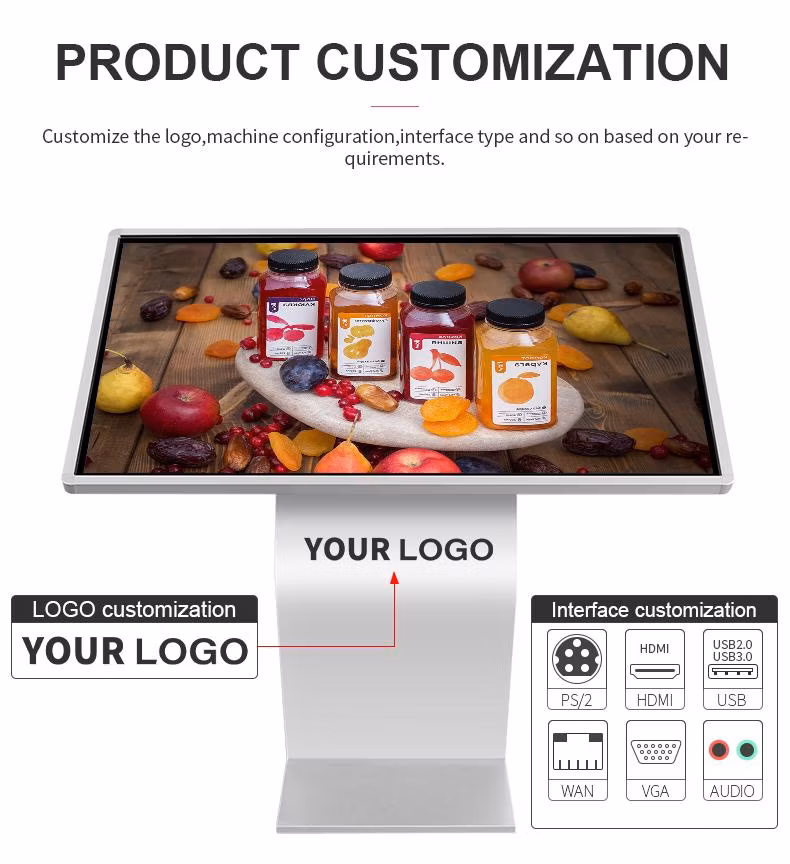Touch Screen Self Service Kiosk Full HD LCD Advertising Display Kiosk