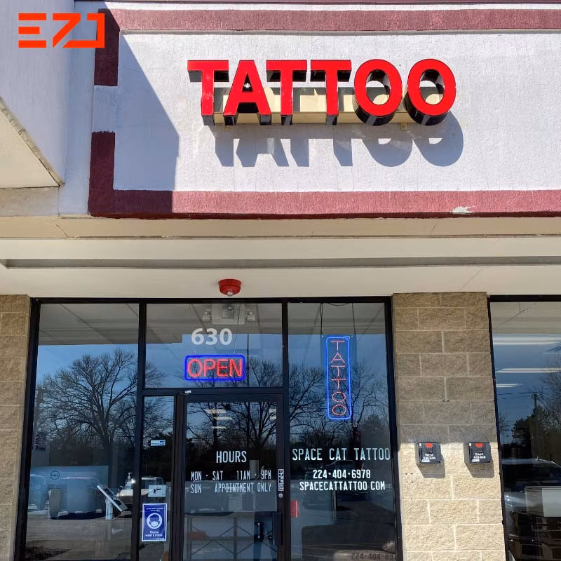 Ezd Custom Outdoor Business Electronic LED Frontlit Storefront Tattoos Shop Logo Sign