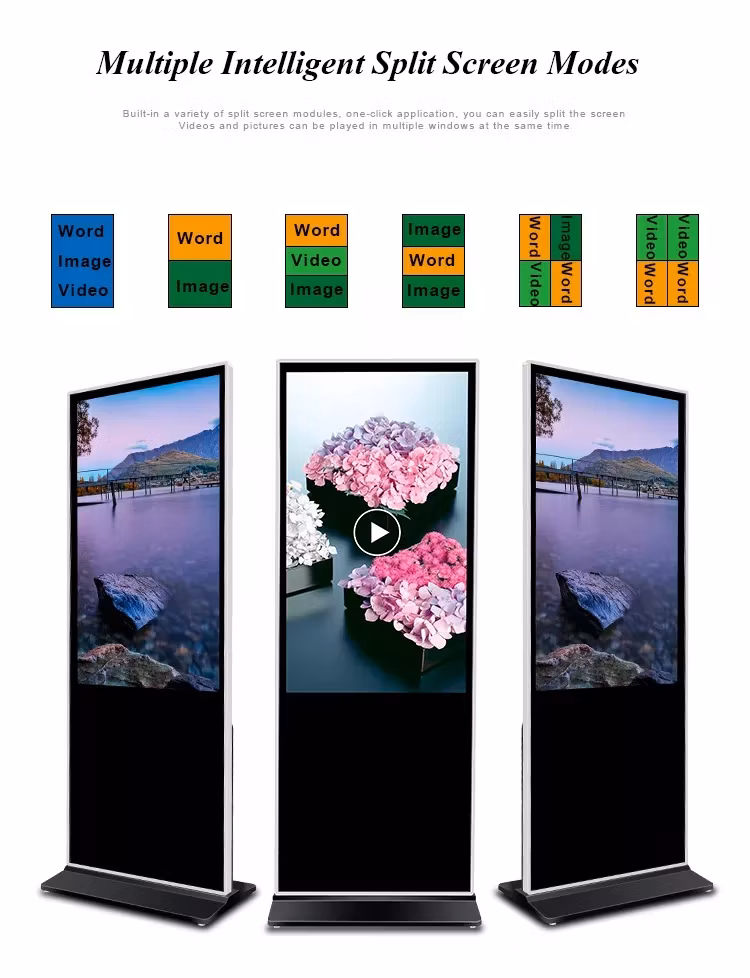High Definition Floor Stand LCD Display Kiosk Outdoor Digital Signage for Street and Park