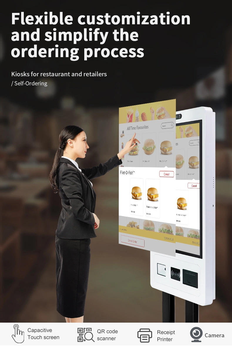 21.5inch Wall Mount J1900 Multi Touch Self Service Payment Kiosk with Camera