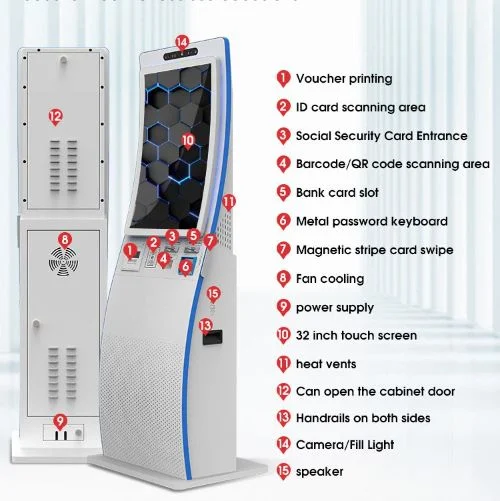 Express Hotel Touch Screen Self Check-in Terminal Information Kiosk, Passport Reader