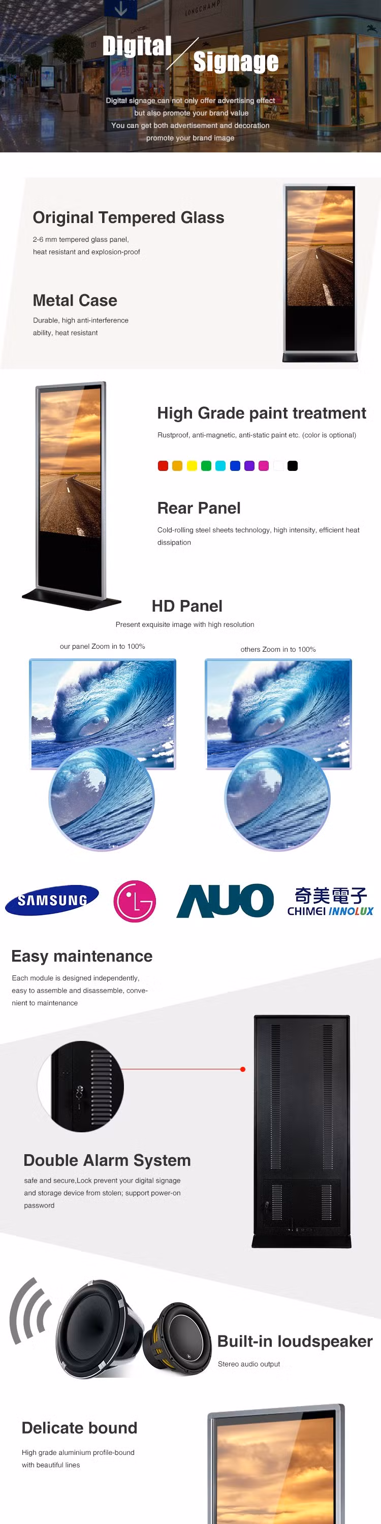 Hight Quality Slim 4K 49inch Monitor with Android Floor Standing Android LCD Advertising Display Monitor Screens Media Player Digital Signage