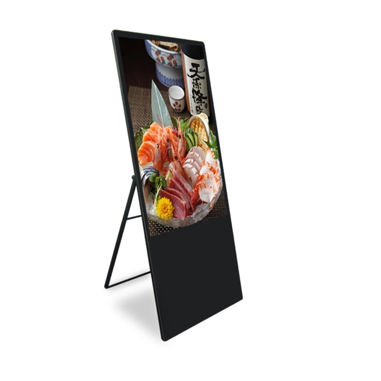 49&prime; Inch Portable Folding Floor Standing Network Media Video Ad Player LCD Digital Signage LED Advertising Display Touch Screen Information Kiosk for Restaurant