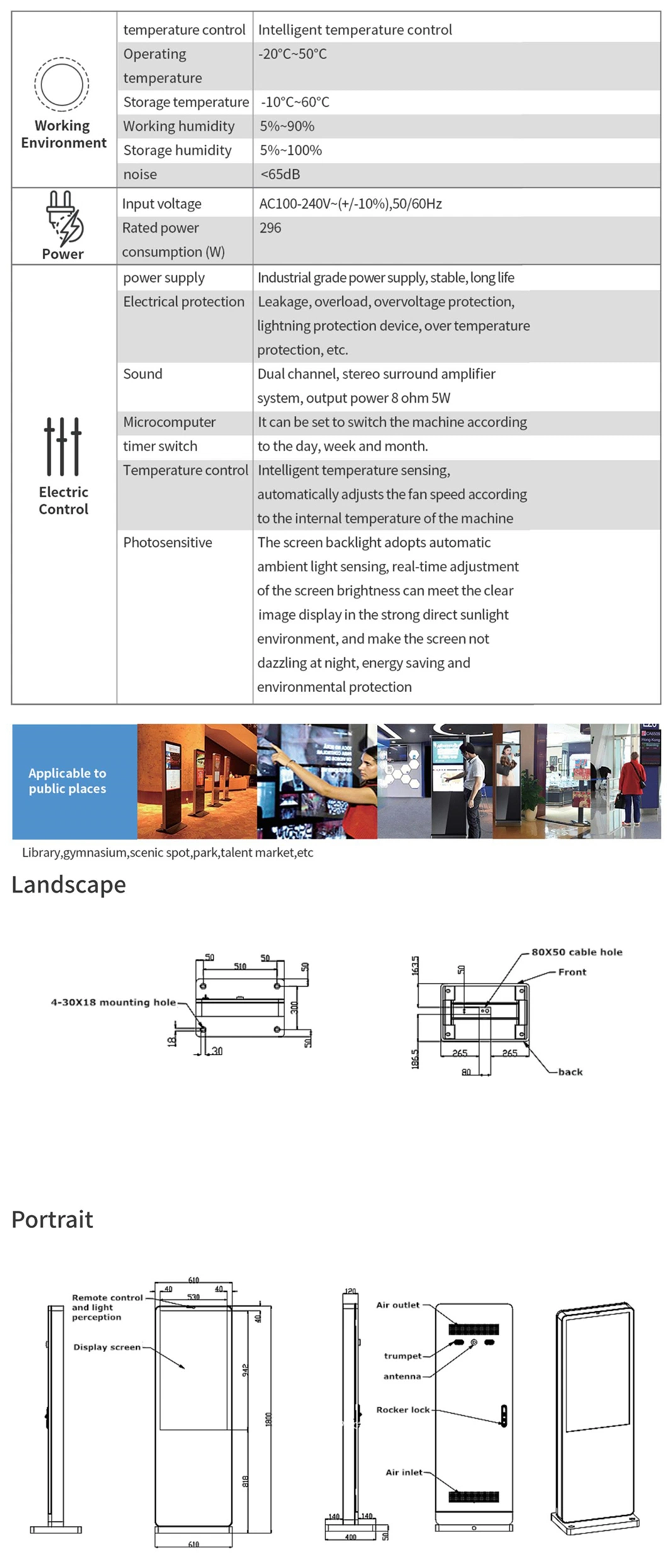 Outdoor IP65 Super Slim 55inch Waterproof Digital Signage FHD with Android System