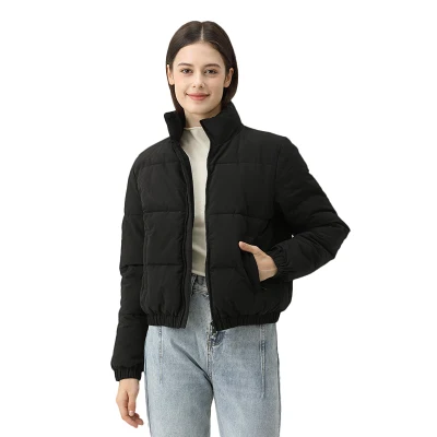 High Collar Crop Short Winter Warm Women Puffer Padding Thick Cotton Jacket