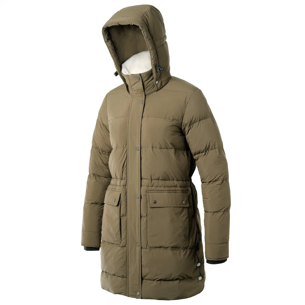 Custom High Quality Winter Bubble Thick Down Long Puffer Jacket with Hooded Long Sleeve Coat for Women and Men