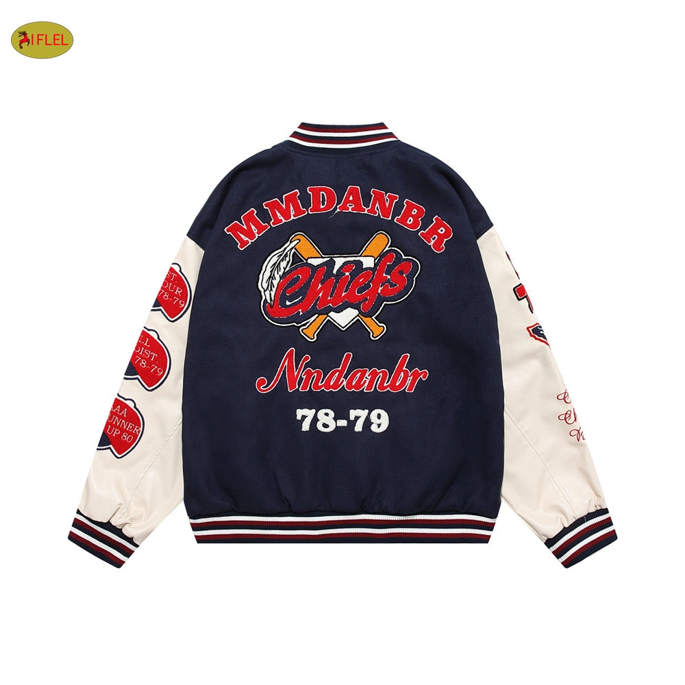 Custom Wholesalers Oversized Hip Hop High School Leather Jackets Crop for Men Basketball Warmup Jackets