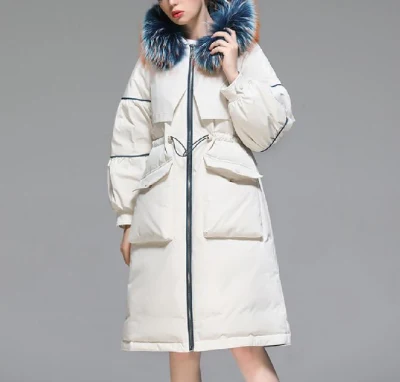 White 2023 Damas Winter Hoodie Down Jacket Coats Long - Mujer Chaquetas de abajo