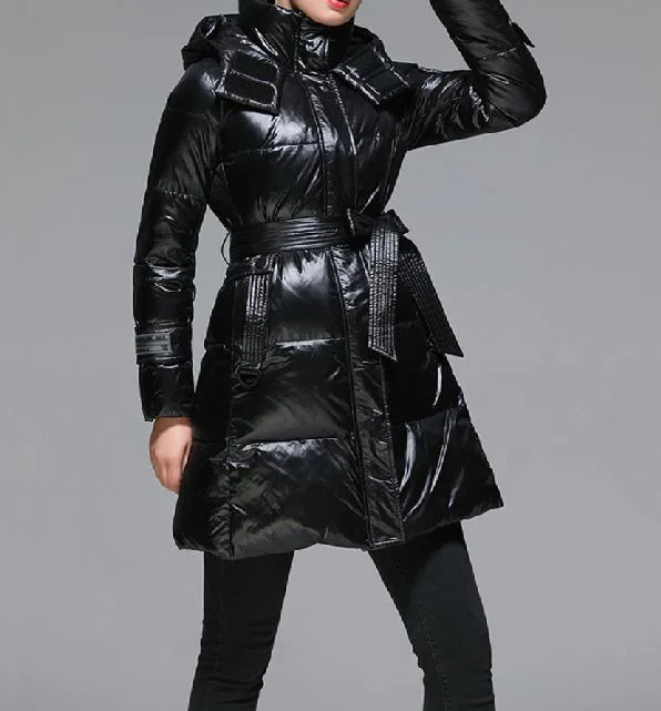 New Fashion High Quality 90% Grey Duck Down Coat Winter Thick Women Long Duck Down Jacket with Hood