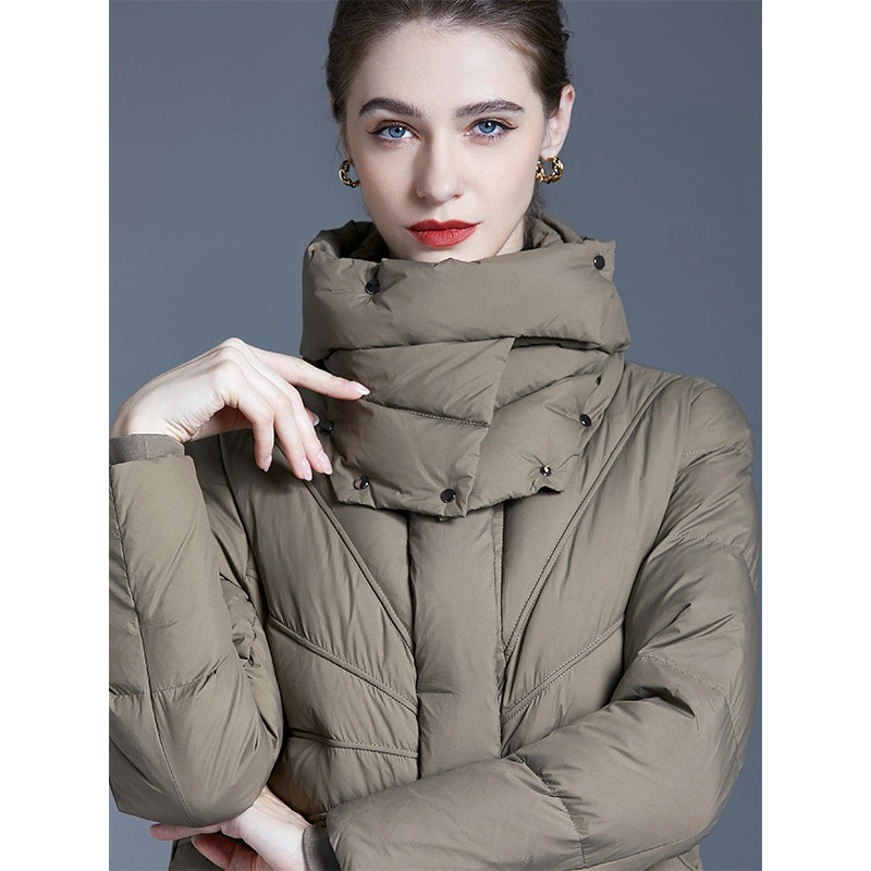 Mu European and American Temperament Down Jacket Women Long