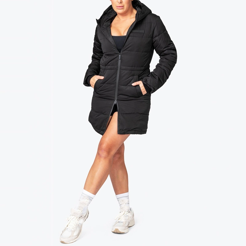 Lightwegith Polyester Women Fitness Clothing Long Line Puffer Down Jacket