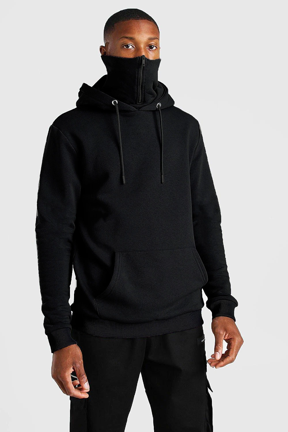 Wholesale Plain Printed Fleece Pullover with Face Masked Hoodie for Men