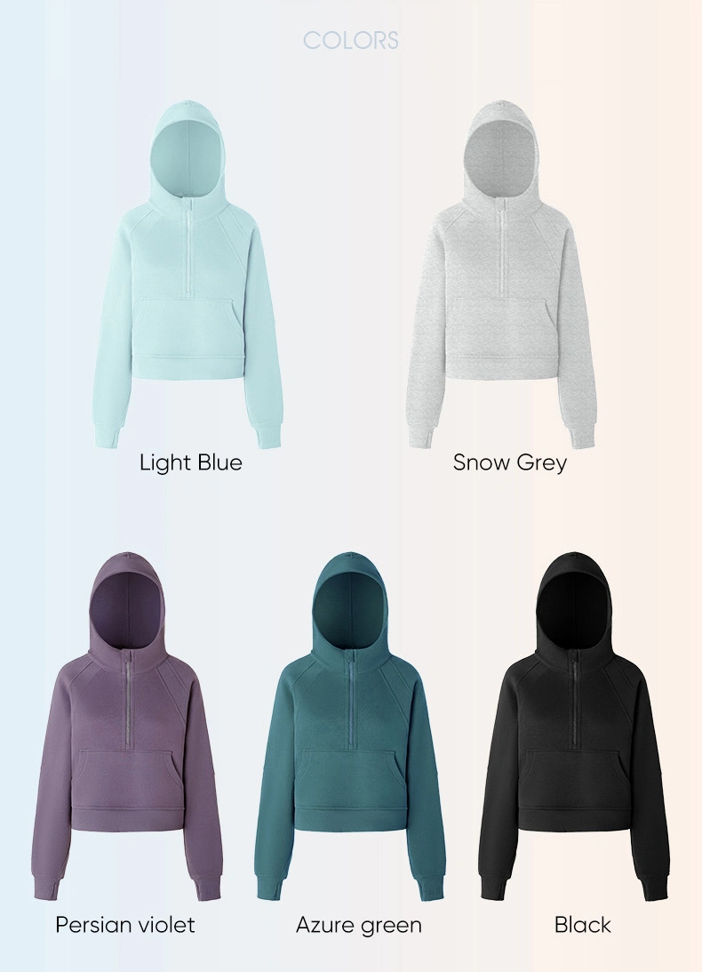 Loose Pullover Tops Custom Gym Fitness Sweatshirts Sports Jacket Long Sleeve Yoga Top Women Half-Zip Wamth Hoodies Sweatshirt