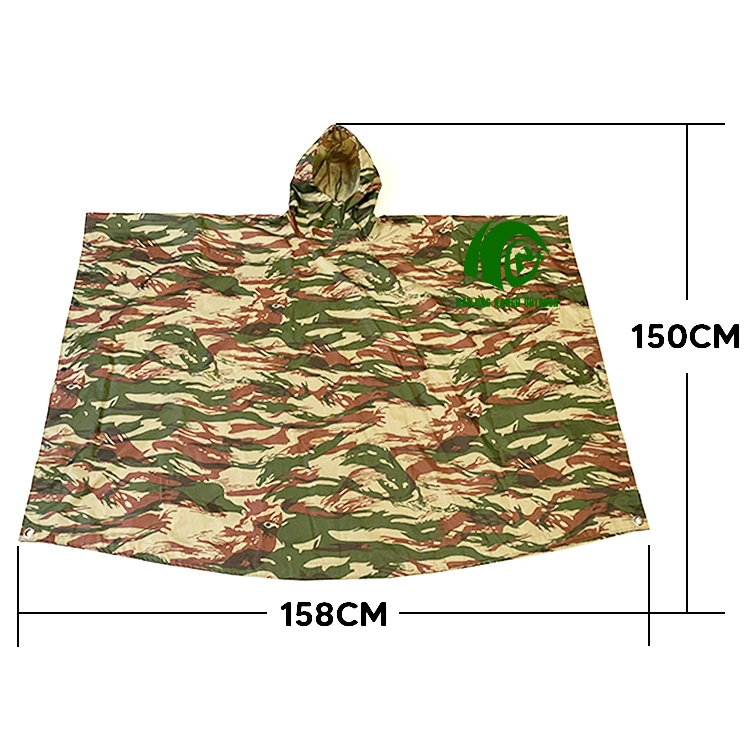 Kango Custom PVC Military Pocket Waterproof Rain Suit Coat Jacket Camouflage Raincoats Rain Poncho for Men Women Adults