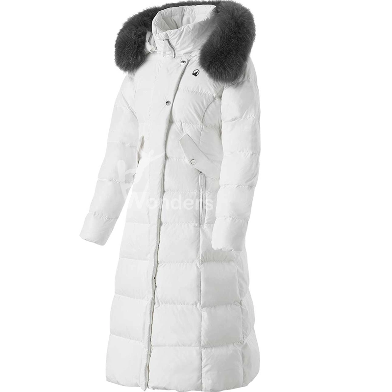 Women&rsquor; S Hooded Down Jacket Long Puffer Coat with Removable Faux