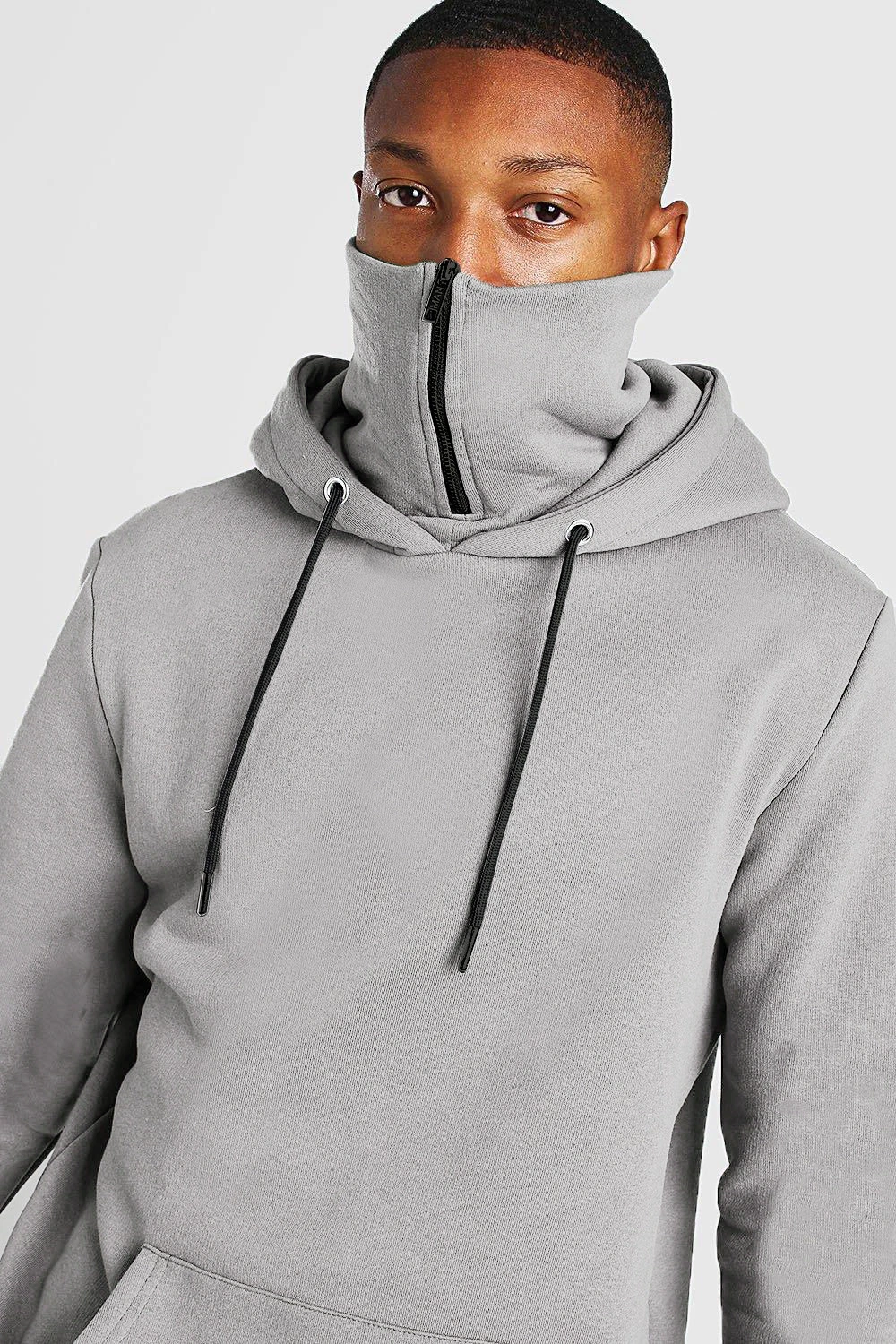 Wholesale Plain Printed Fleece Pullover with Face Masked Hoodie for Men