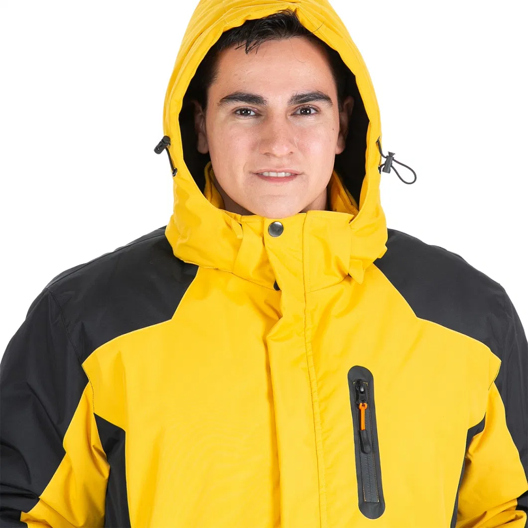 Ski Thick Jackets PVC Fabric Padding Fleece Lining Detactable Hood Contrast Color