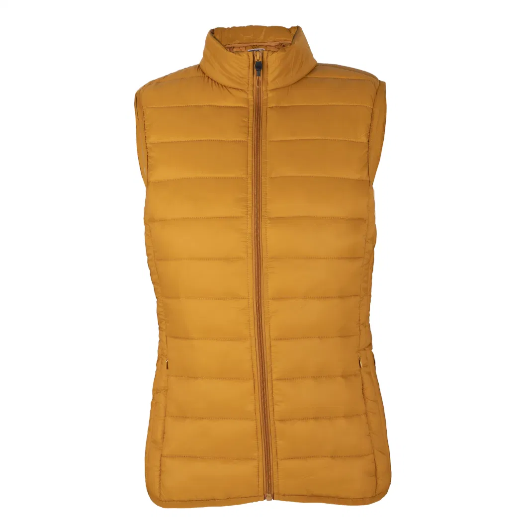 Women&prime;s Ultra Light Packable Full Zip Solid Puffer Vest Customize Logo Wholesale