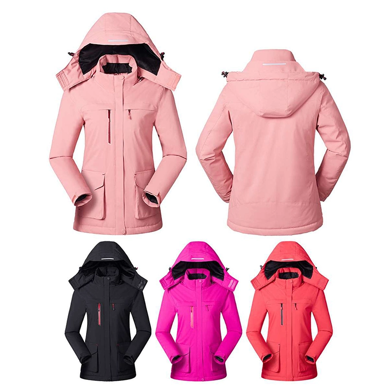 Women Winter Thermal Windbreaker Long Sleeves Hooded Coat