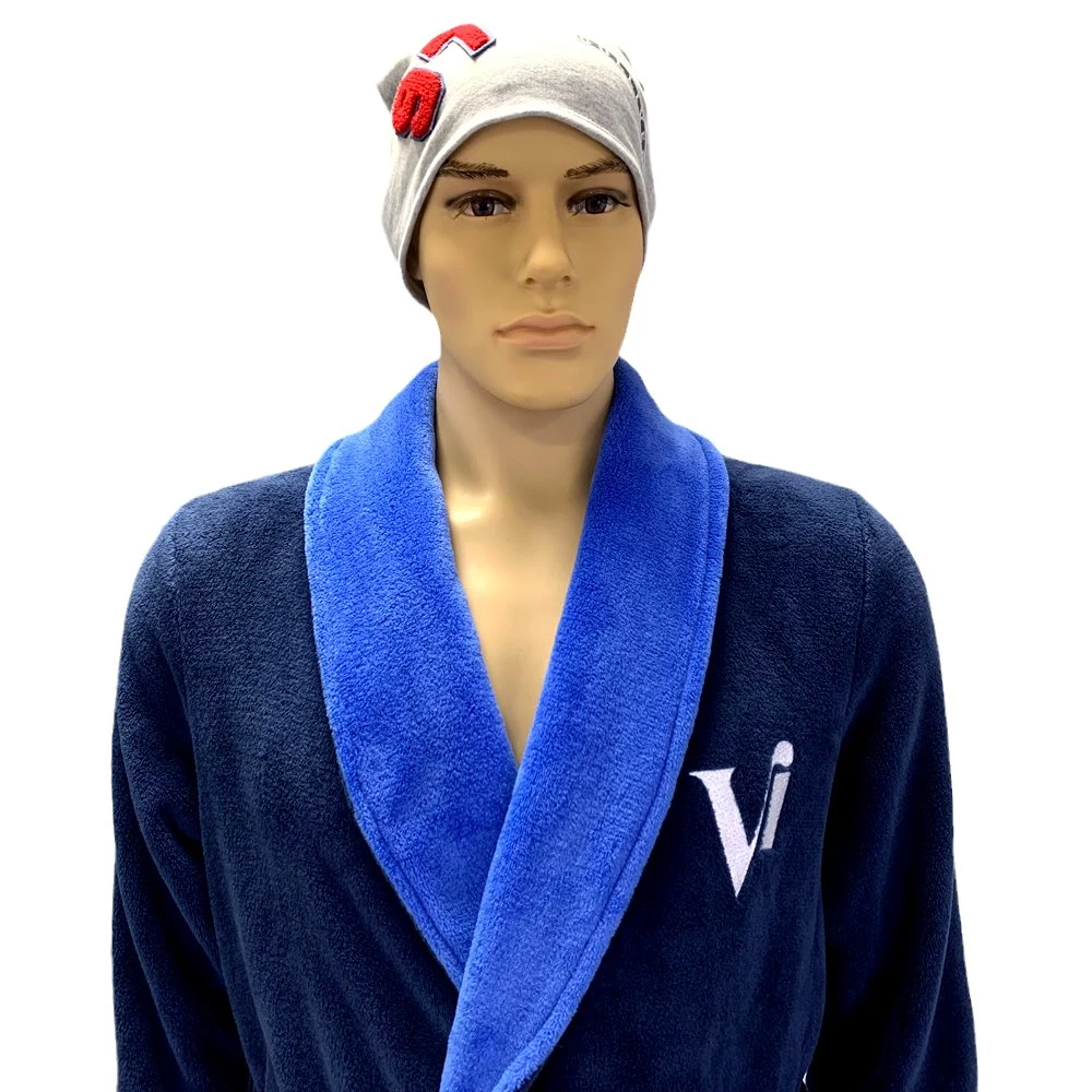 Popular European League Personalized Coral Fleece with Brand Logo Emb. Chest Men&prime; S Bathrobe