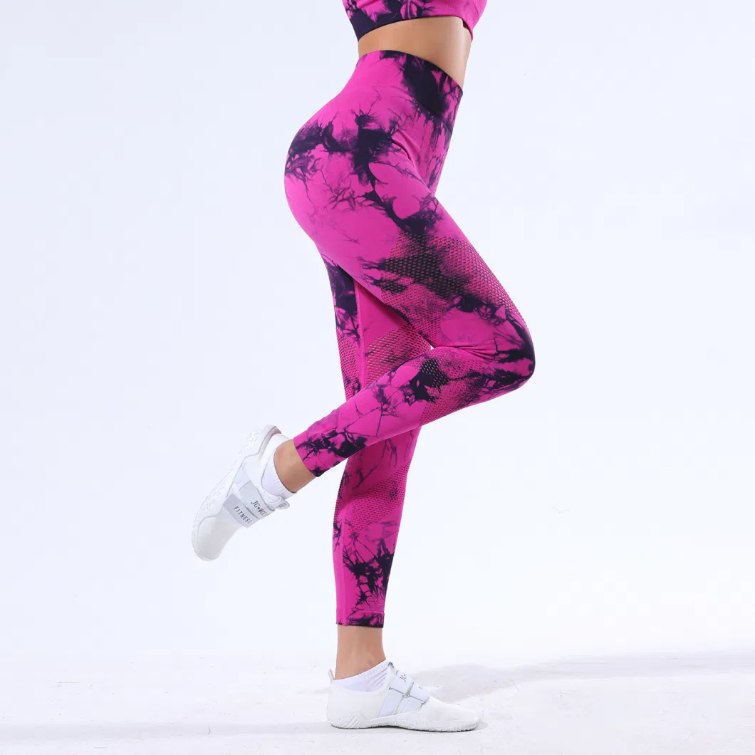 Women&prime;s Tie Dye Print Sports Casual Comfy Skinny Pants for Yoga Gym