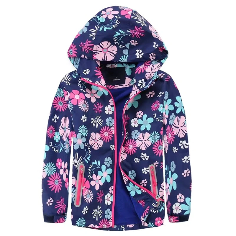 Girls Outdoor Jacket Printed Interchange Jacket Fleece Lined Casual Hoodie