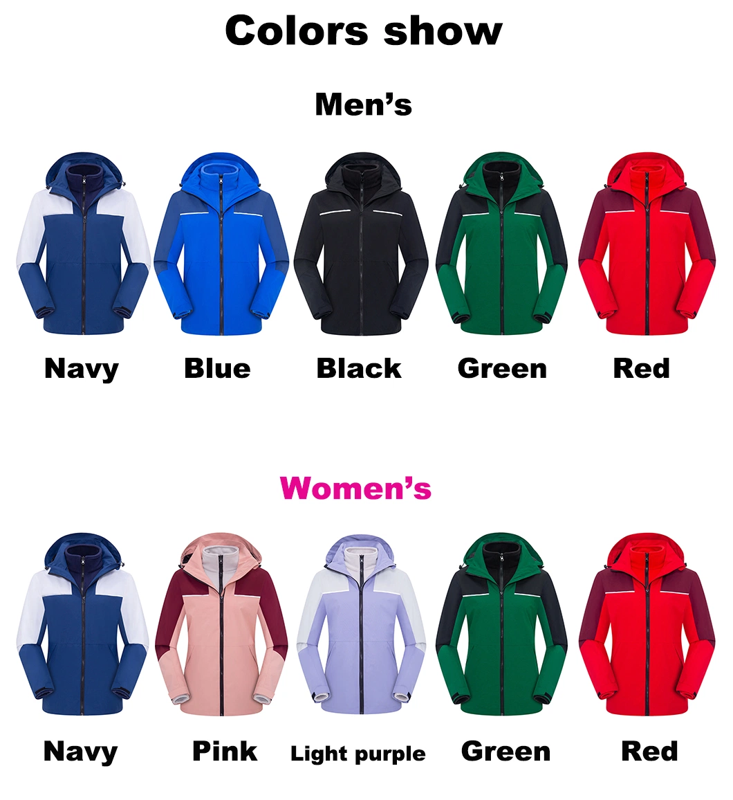 Unisex Windbreaker for 3 in 1 Outdoor Jacket Waterproof Winter Ski Wear