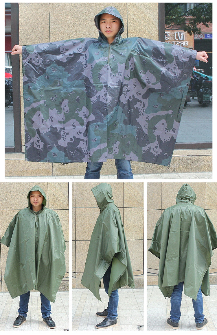 Tactical Wholesale Multi-Purpose Light Weight Multicam Polyester Military Raincoat Waterproof Poncho Camouflage Army Rainwear