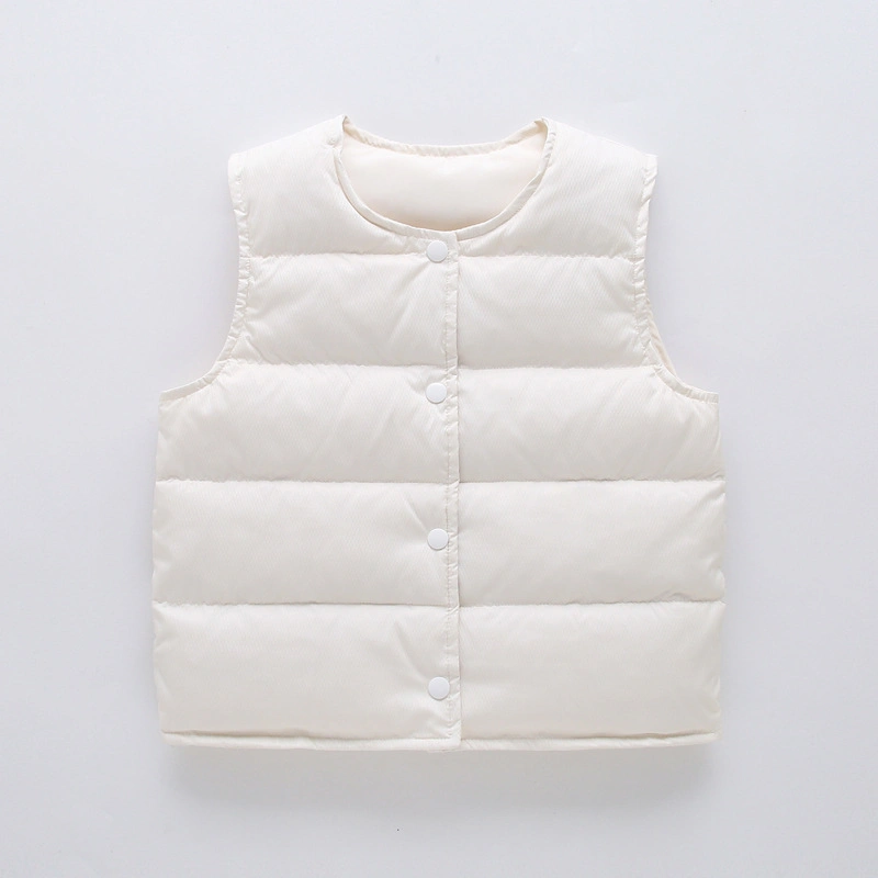 Autumn and Winter Boys and Girls Down Vest Warm Collarless Vest Jacket