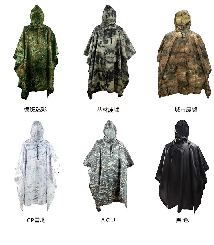 Yuemai Hot Sale Waterproof PU Coating Outdoor Camouflage Miltary Tactical Rain Wear