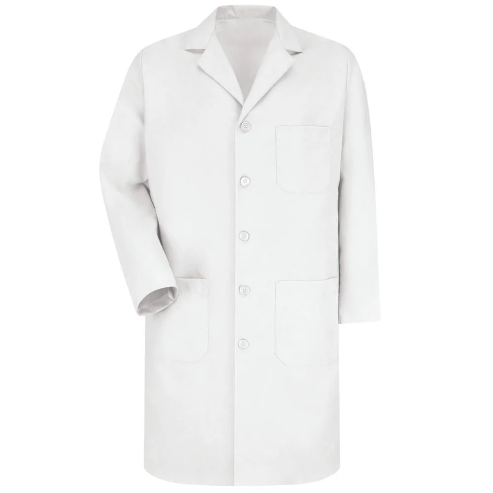 Unisex Long Sleeve White Lab Coat Men Women Lapel Collar Button Down Doctor Blouse with Pockets Doctor Nurse Uniform