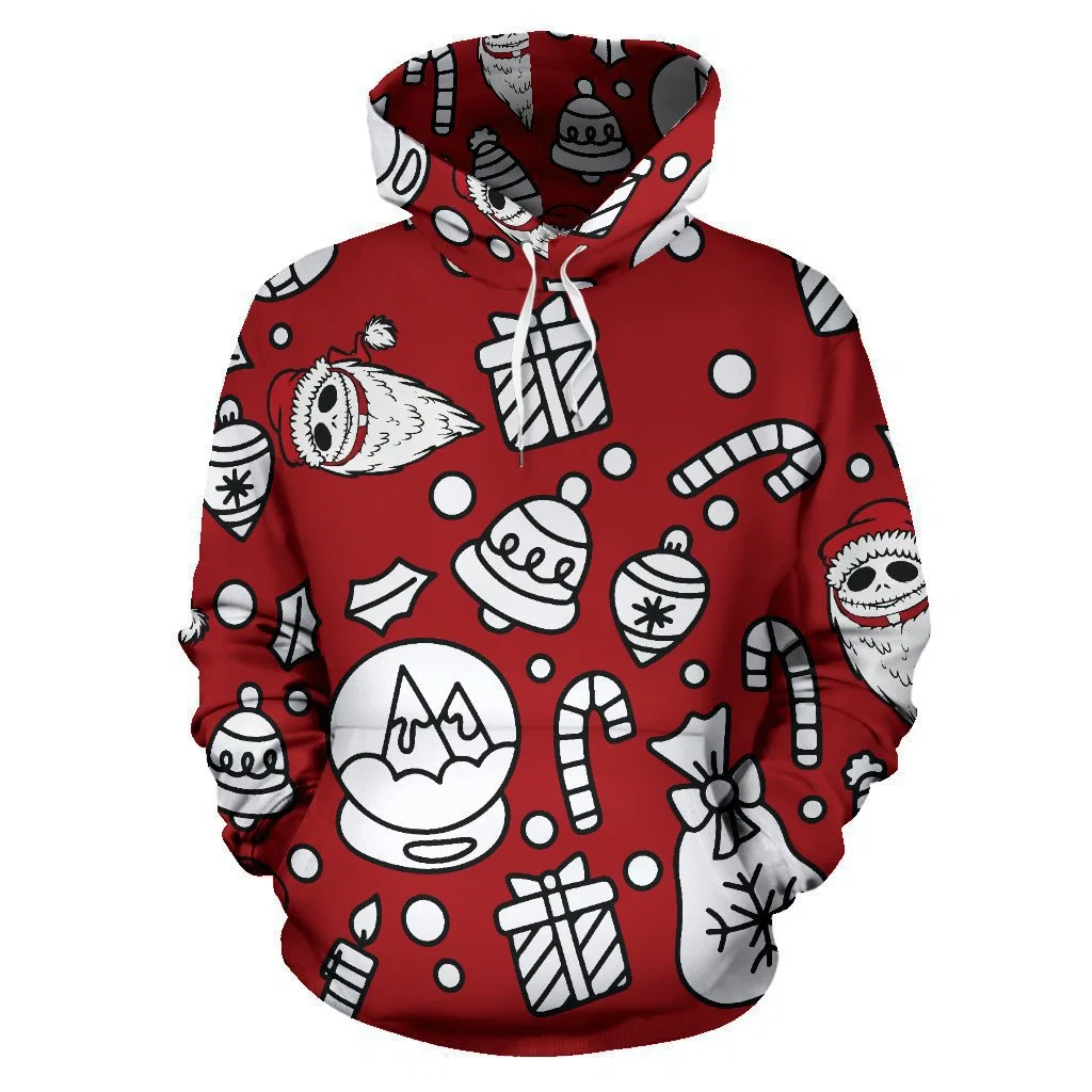 3D Print Santa Christmas Fleece Hoodie High Quality Cotton Pullover Sweatshirt Pullover