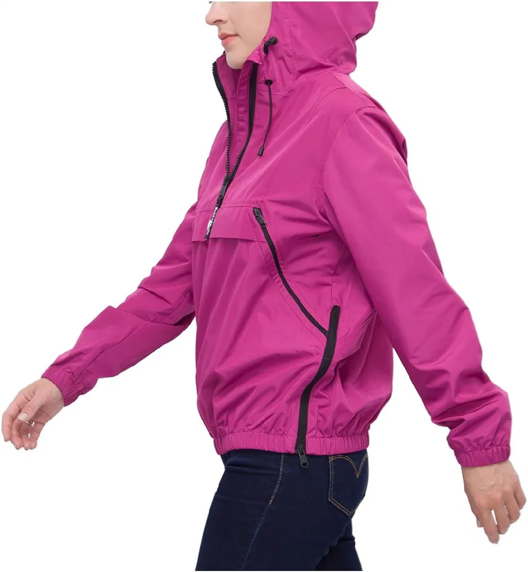 Women&prime;s Hooded Pullover Windbreaker Lightweight Rain Jacket