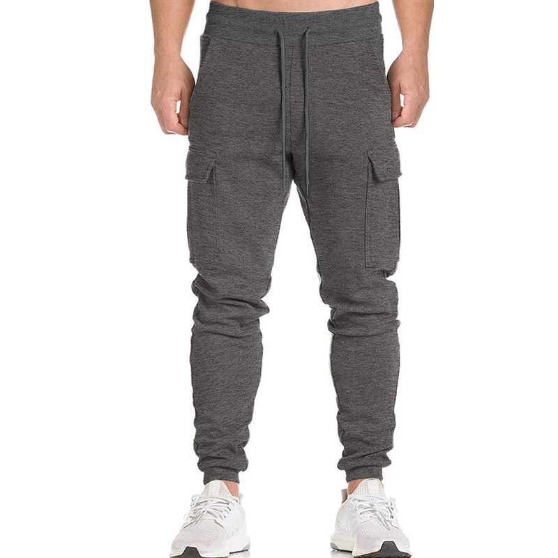 Factory Price Drawstring Waist Sports Pants Men Fitted Cargo Joggers