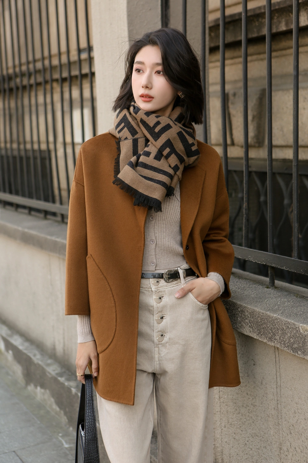 Elegant Cashmere Solid Casual Wool Women Woolen Coat