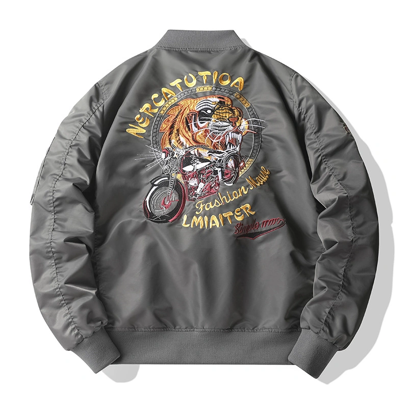 Custom Embroidery Logo Men&prime;s Windbreaker Outerwear Jackets Plus Size Badge Patch Winter Vintage Polyester Waterproof Oversized Bomber Jacket