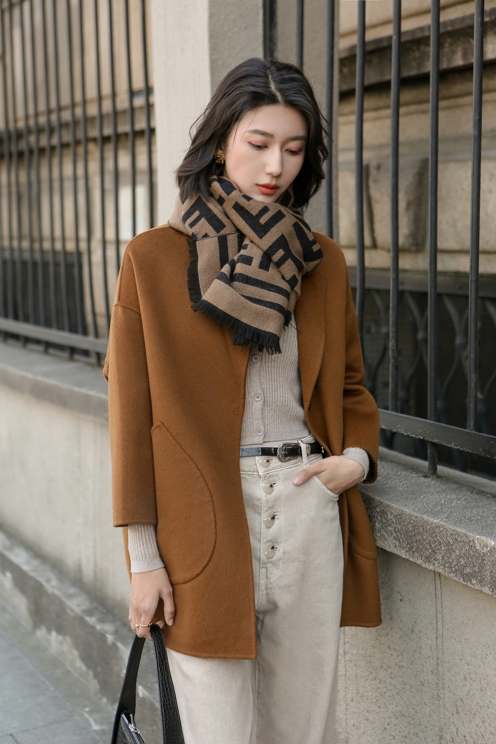 Elegant Cashmere Solid Casual Wool Women Woolen Coat