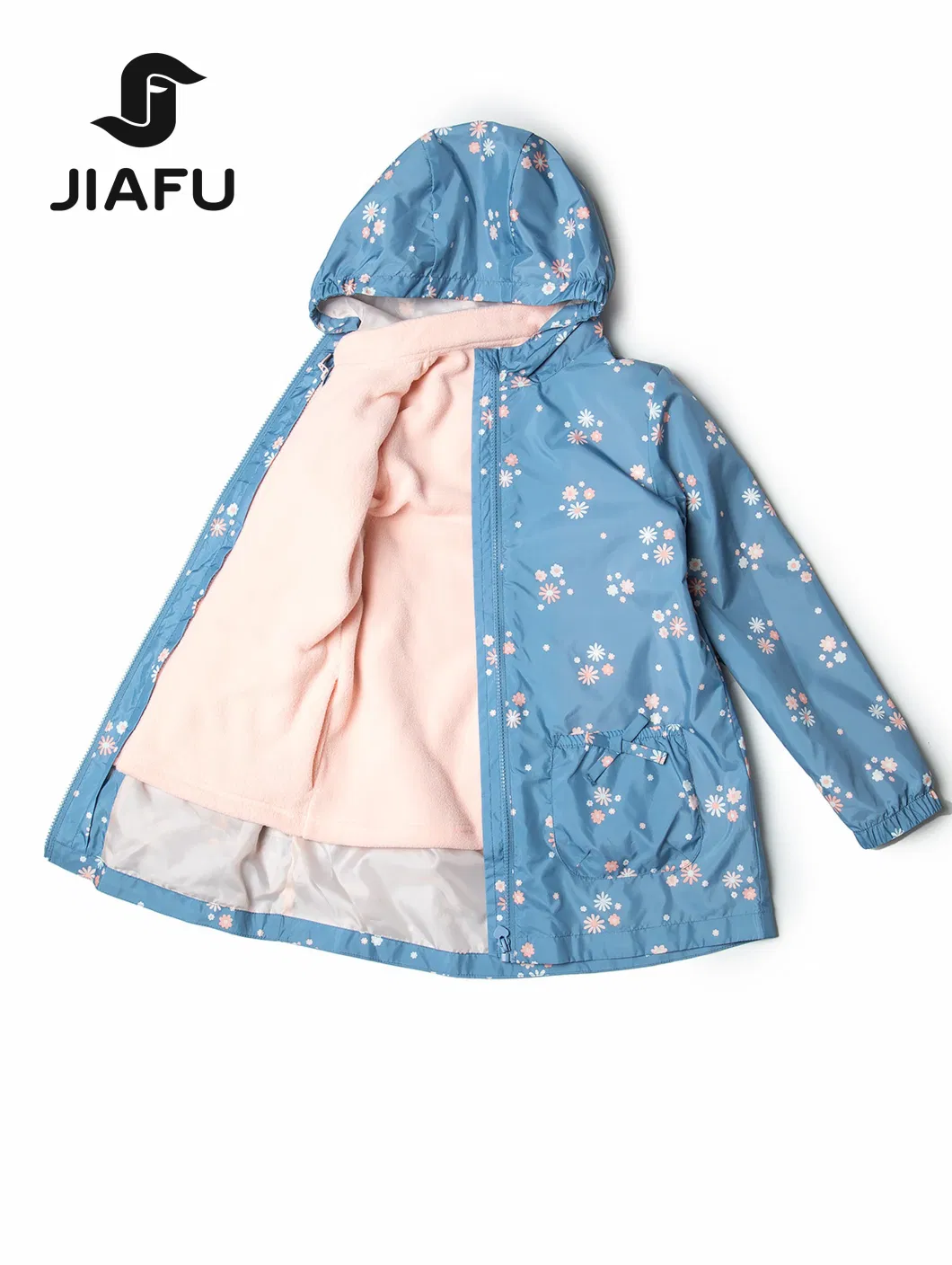 100%Polyester Fashion Waterproof Spring / Autumn 3 in 1 Girl Jacket with Hood