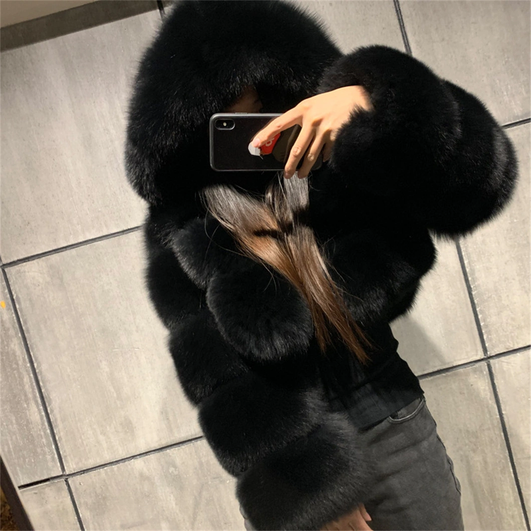 Hot Sells Winter 2022 Women Fashion Fleece Thick Multicolor Faux Fur Coat Jacket Warm Hooded Solid Green Color Plus Size Overcoat Fur Jacket