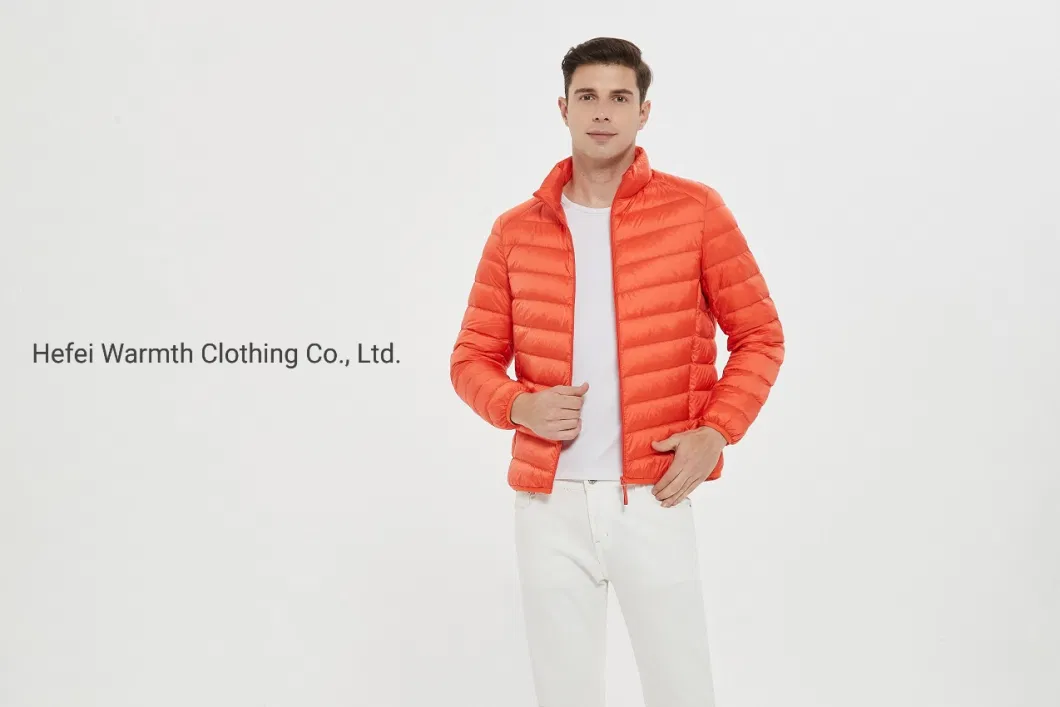 Lightweight Long-Sleeve Full-Zip Water-Resistant Packable Men 90% White Duck Down Puffer Jacket