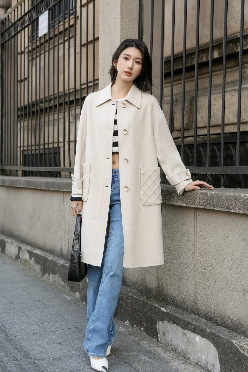 Woolen Coat for Women Elegant Overcoat Cashmere Trench Jacket