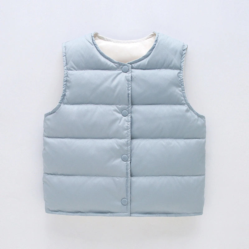 Autumn and Winter Boys and Girls Down Vest Warm Collarless Vest Jacket