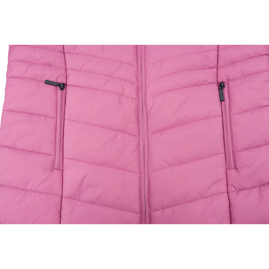 Asiapo China Factory Women&prime;s Hot Selling Pink Hooded Zippered Parkas Casual Travel Outdoor Fashion Puffer Jackets