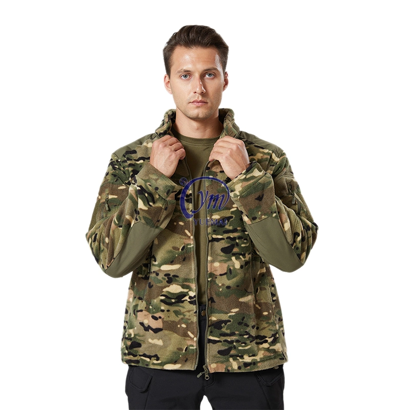 Multicam Men Coat Without Hood Winter Hunting Tactical Fleece Jacket