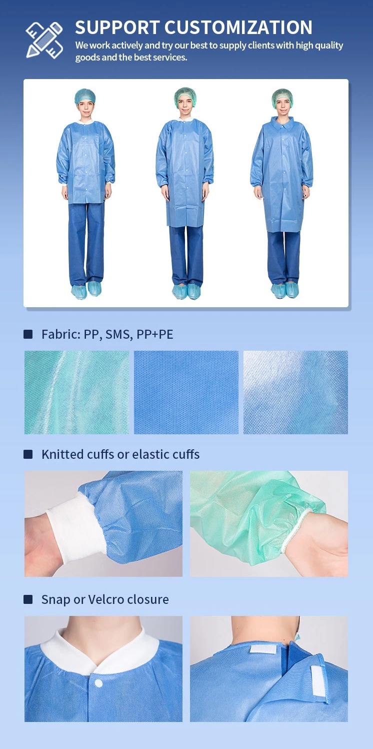 Customized Men&prime;s and Women&prime;s Non Woven Long-Sleeved Uniform Chemical Lab Coat Visitor Coat