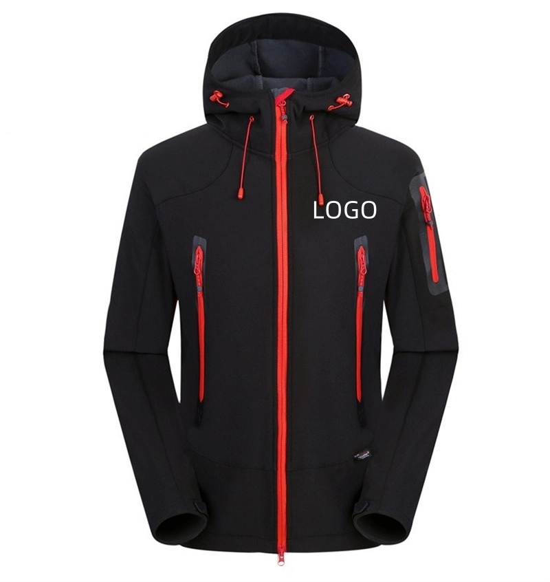 Custom High Quality Detachable Hooded Fleece Tactical Coat Outdoor Men Ski Soft Shell Windbreaker Jacket