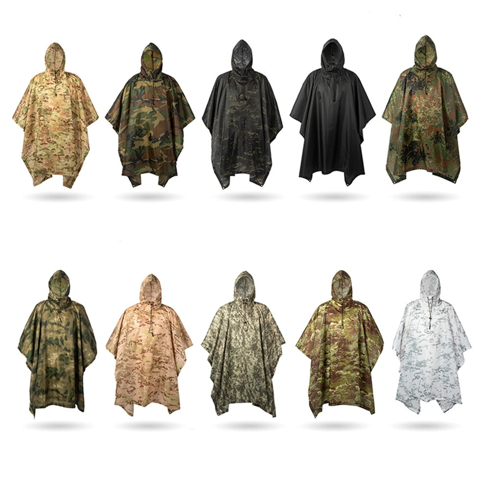 PU Camouflage Rain Gear Poncho Raincoat Durable Camo Rainwear for Women