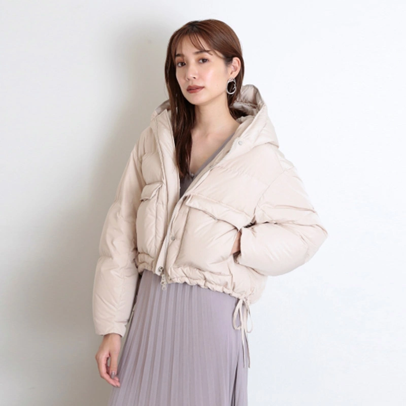 Winter Short Puff Hooded Down Jacket for Women